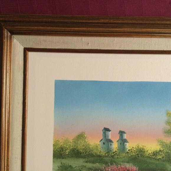 Wood Framed art painting Country landscape scene - Picture 2 of 7